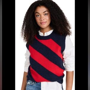 Clare V Franc Diagonal Stripe Wool Sweater Vest